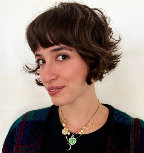 Flipped Up Wavy Bixie for Thick Hair