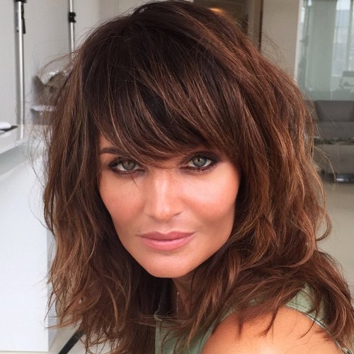 Choppy Brunette Shag With Bangs