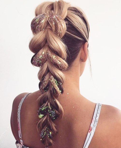 Dutch Braid With Glittery Loops