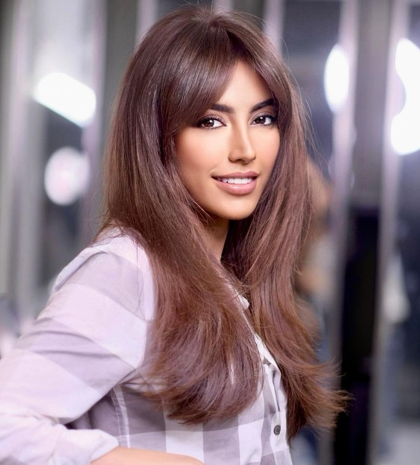 Long Straight Hair with Curtain Bangs