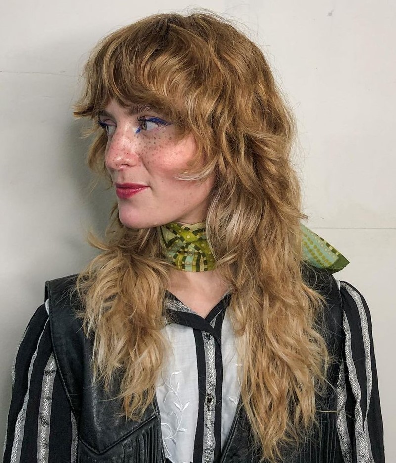 Long Blonde Mullet Shag