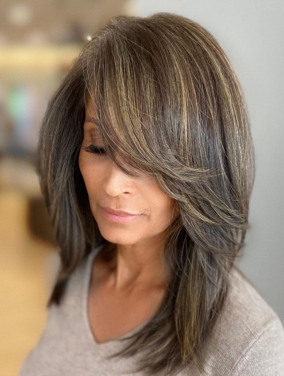 Shoulder Length Hair with Side Swept Bangs