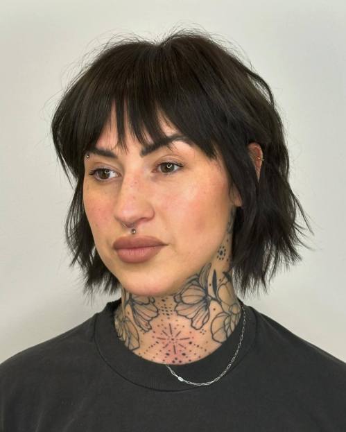 Short Straight Shattered Black Bob