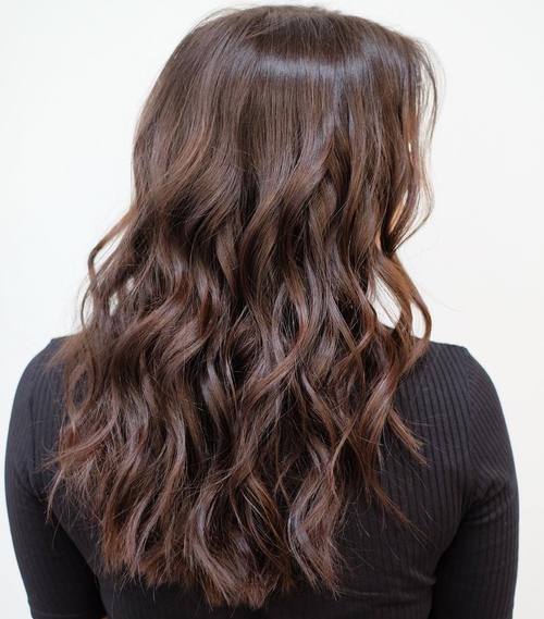 Dark Brown Wavy Choppy Haircut 