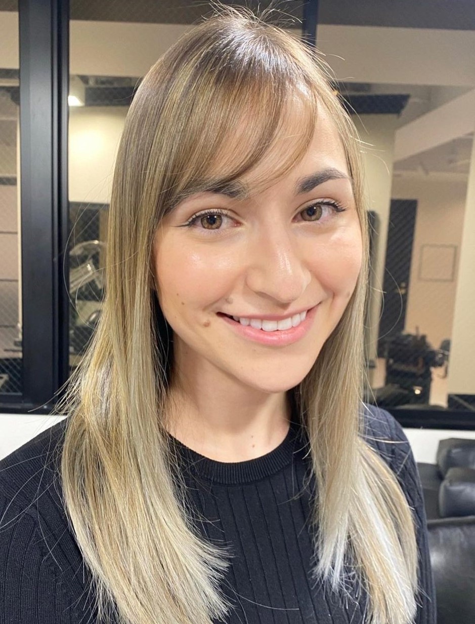 Smooth Hairstyle with Bangs for Long Thin Hair