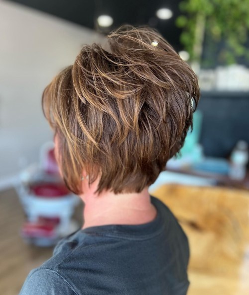 Over 60 Layered Bixie with Crown Lift