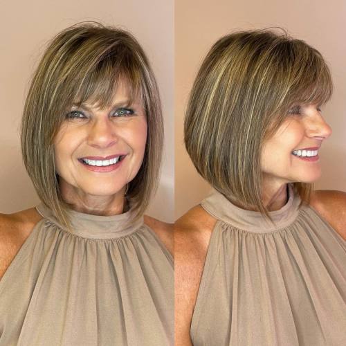 Youthful A-Line Bob with Layered Bangs