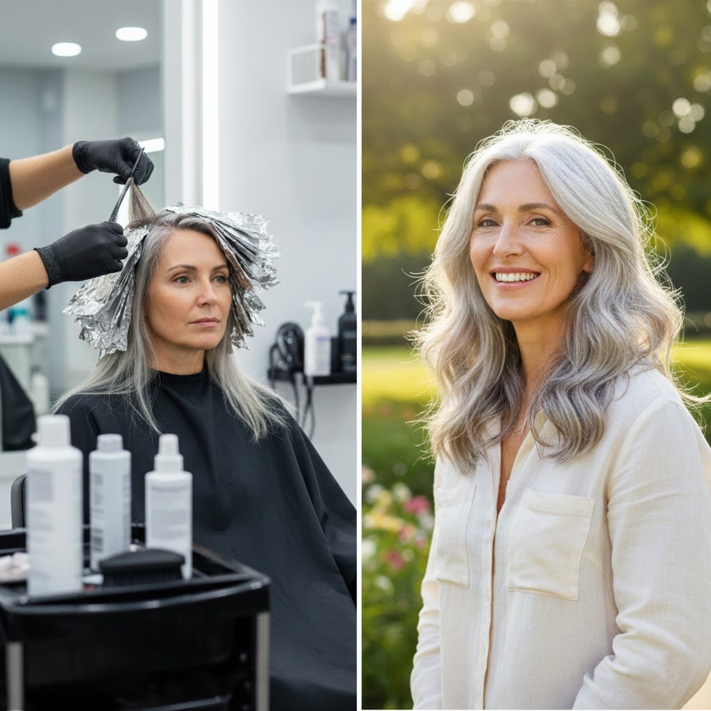 Salon Hair Coloring Maintenance Versus Embracing Natural Gray Hair AI Guide