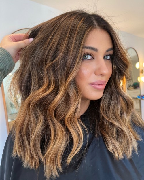 Apricot Highlights for Brown Hair