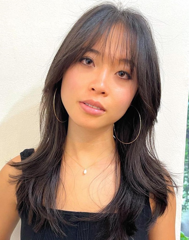 Medium Hair with Korean Air Bangs