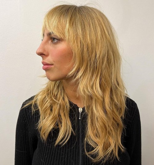 Yellow Blonde Wolf Cut for Fine Hair