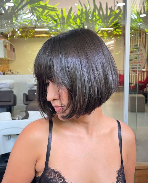 Short A Line Bob with Bangs