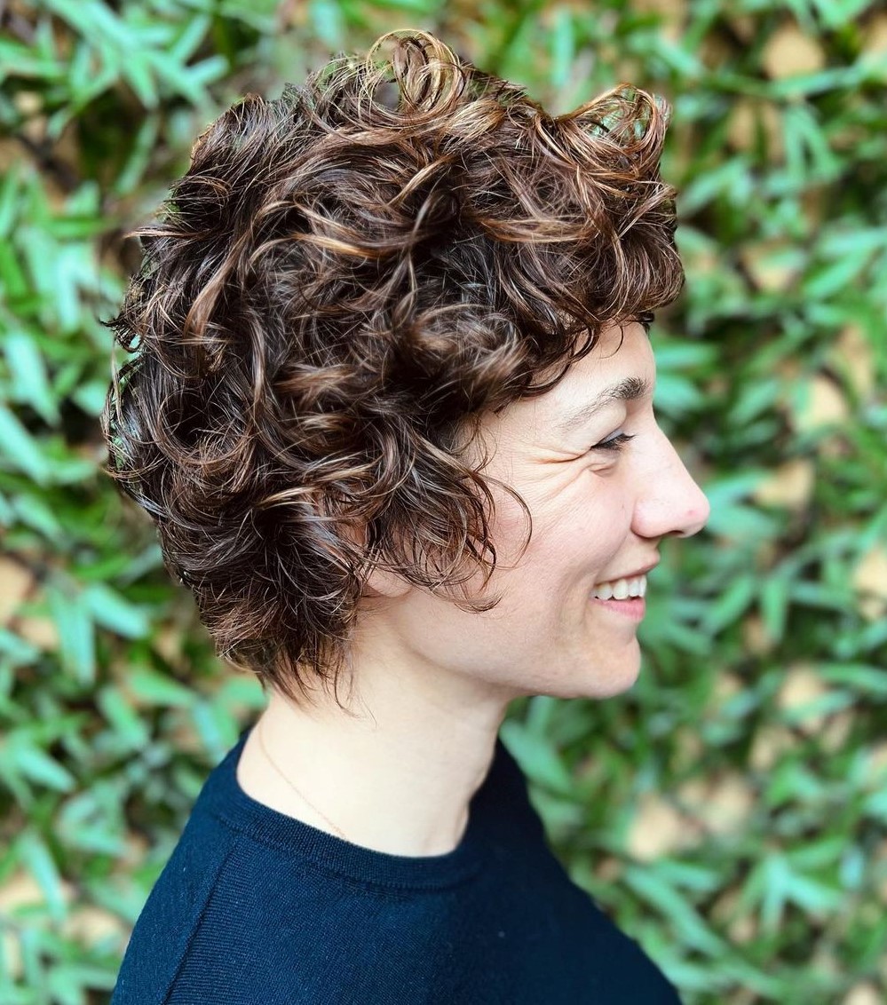 Short Wolf Cut with Large Curls