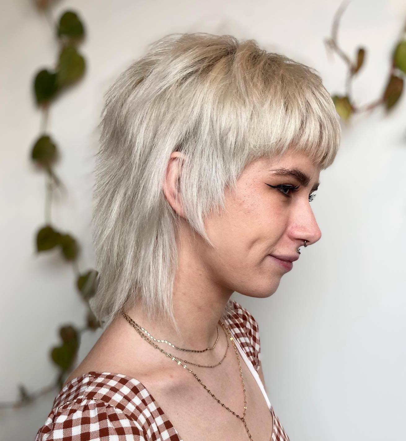 Platinum Blonde Textured Wolf Cut