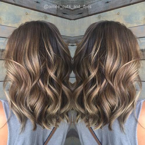 Ash Brown Balayage Wavy Hair