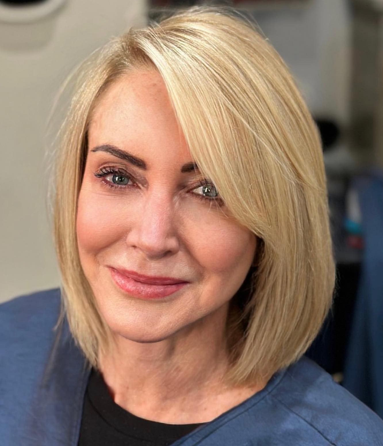 Over Side-Swept Bangs with Medium Length