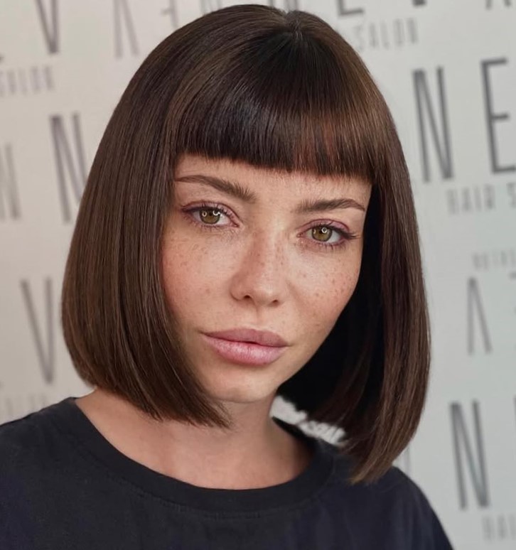 Straight-Across Blunt Bangs for Bob
