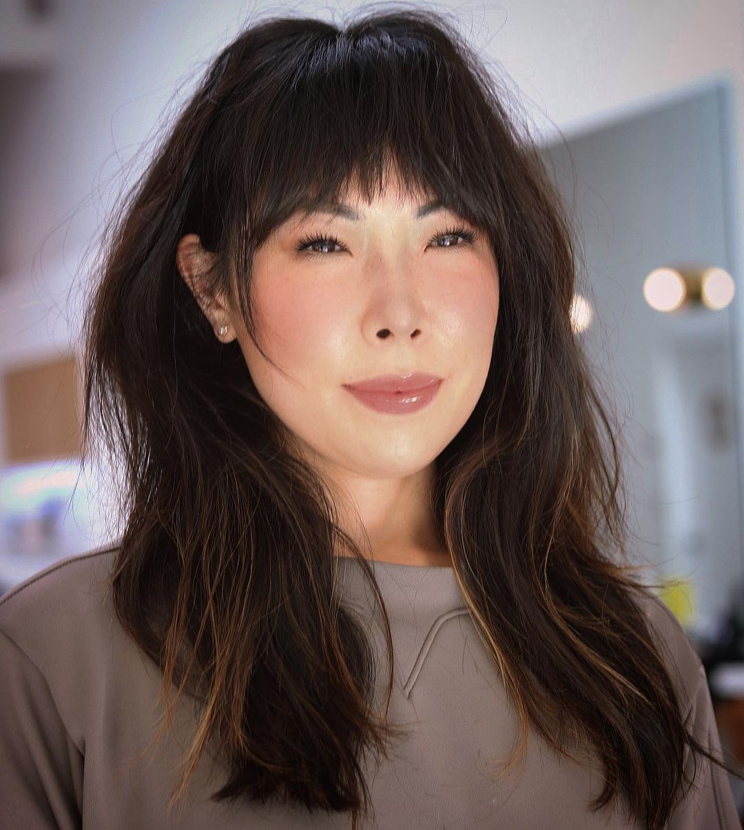 Arched Bangs for Thick Hair