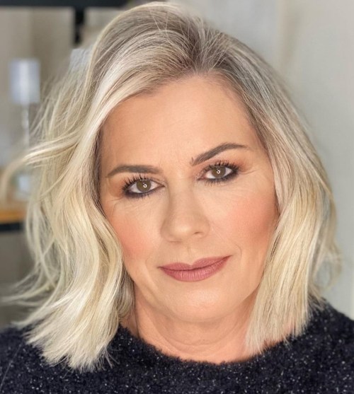 Blunt Shoulder Length Bob for over 50