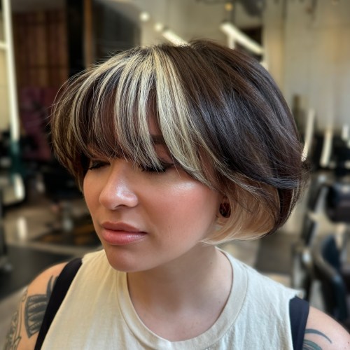 Voluminous Two Tone Bob with Bangs