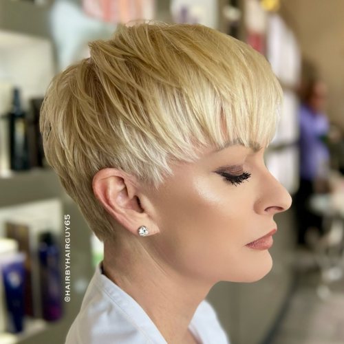 Short Blonde Sliced Pixie