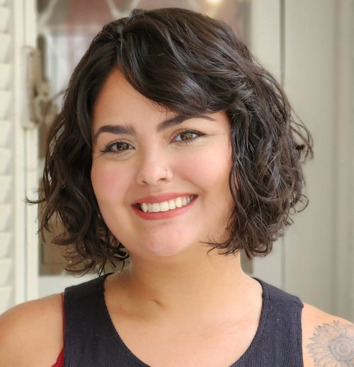 Bob with Bangs for Curly Wavy Hair