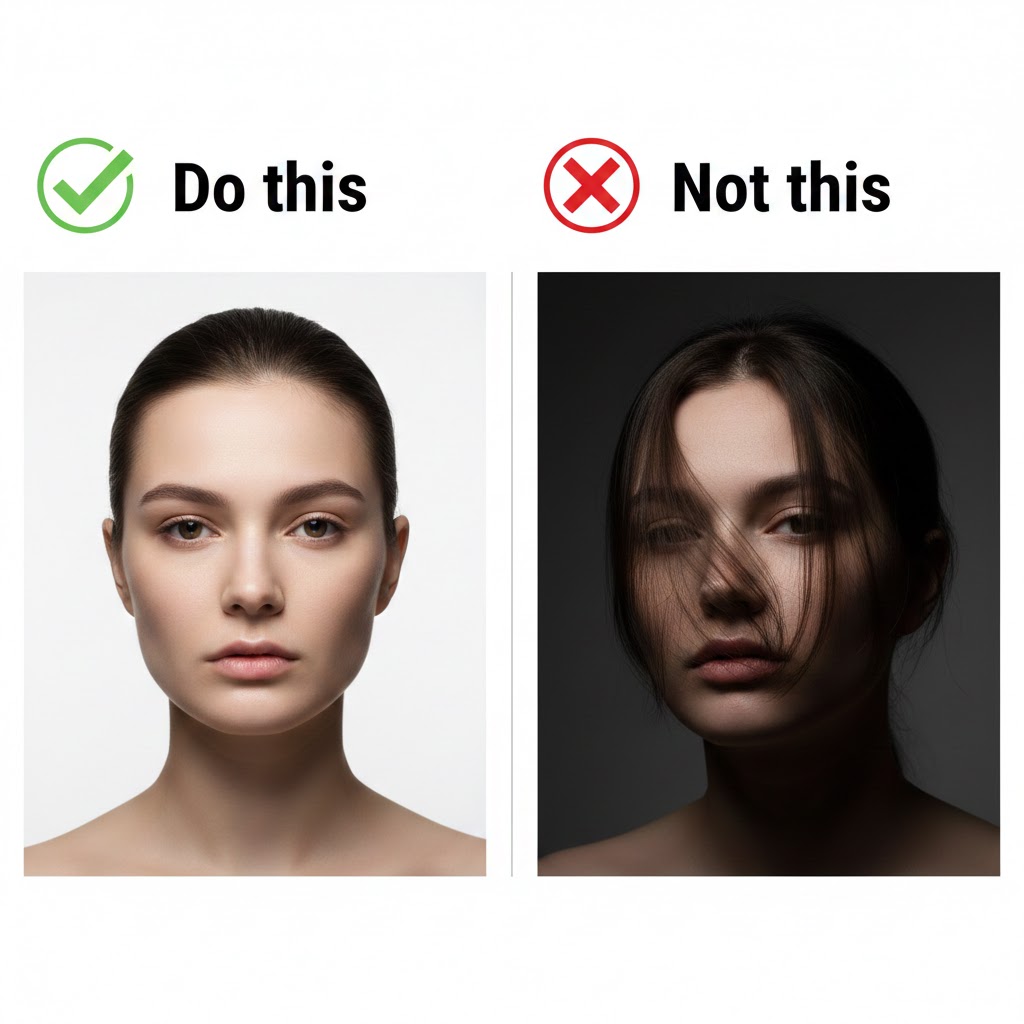 Ideal Photo for Long Hair Filter with Good Lighting and Front-Facing vs Poor Angle