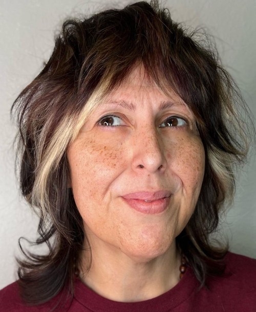 Medim Length Shag Cut for Older Women