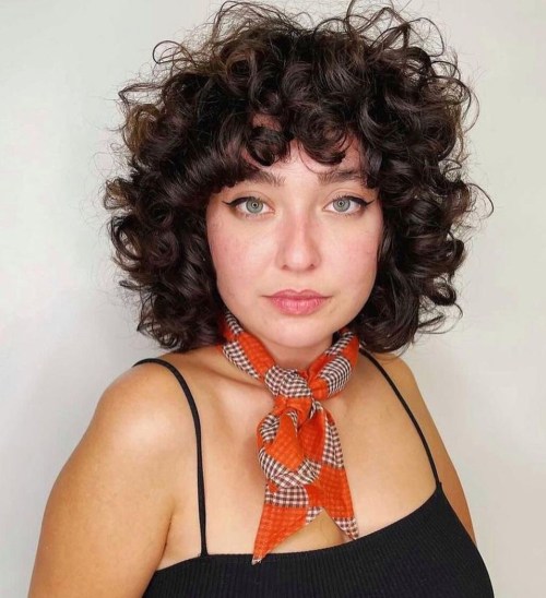 Face Framing Rounded Bob for Curly Hair