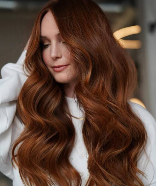 Long Auburn Hair with Bright Ginger Highlights