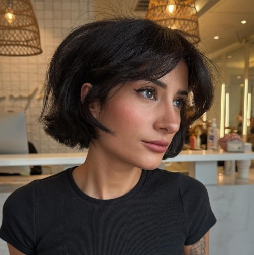 Voluminous Bob Crop with Bangs