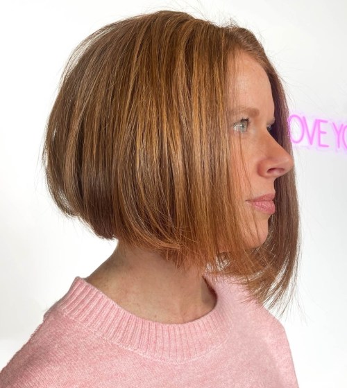 Asymmetric Ginger Brown Bob