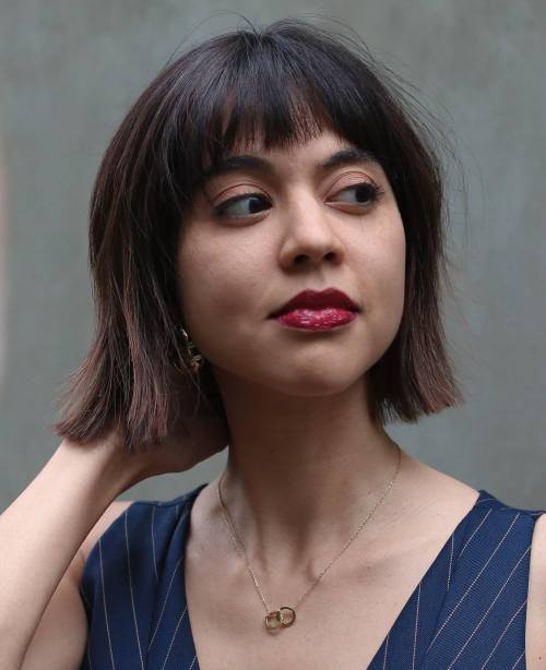 Blunt Brunette Bob with Cropped Bangs
