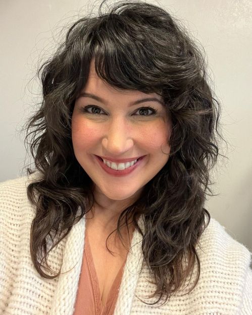 Tousled Wavy Brunette Shag