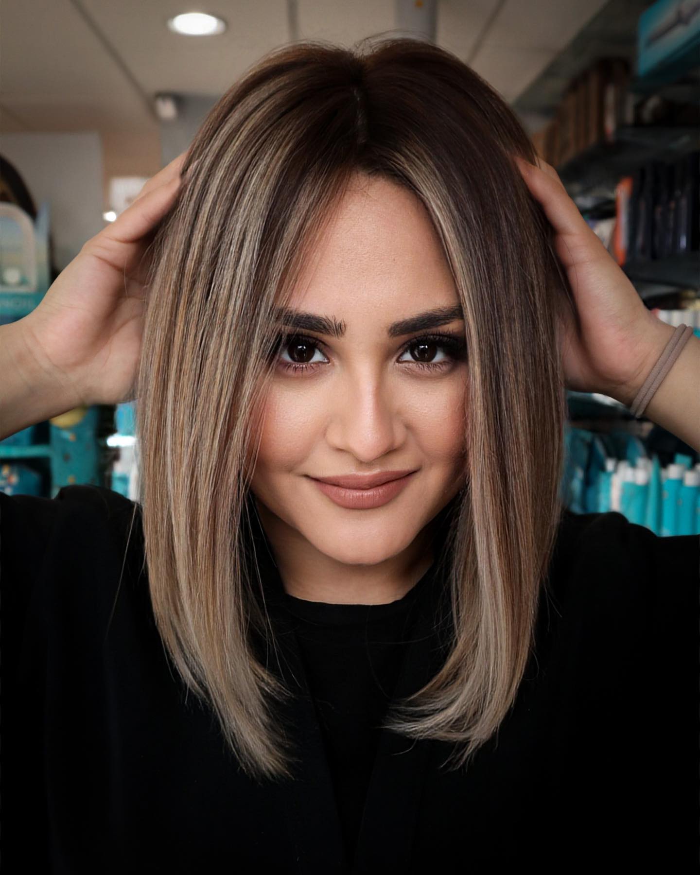 Angled Lob Medium Length Haircut for Straight Hair