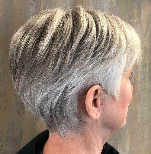 Layered Gray Pixie