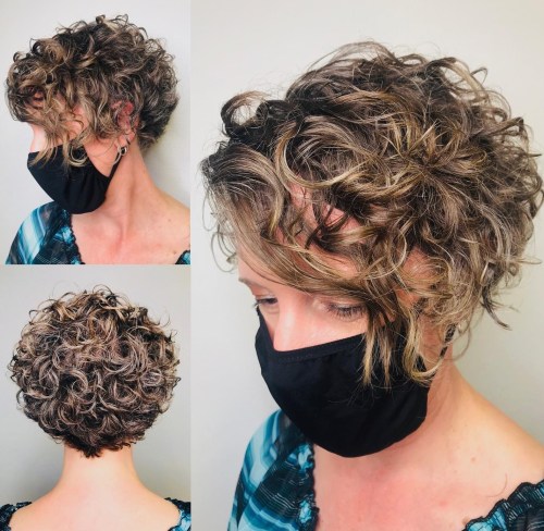 Short Curly Cut with Long Bangs