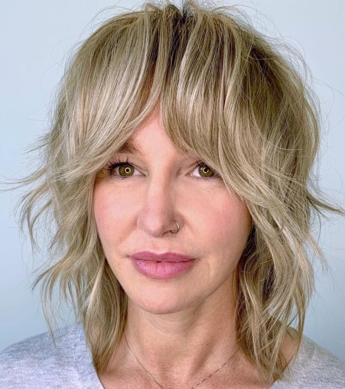 Wolf Cut on Medium Length Mature Hair