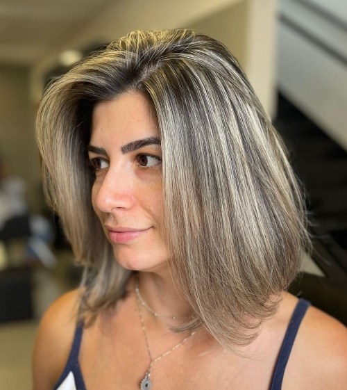 Voluminous Lob Blowout Hairstyle