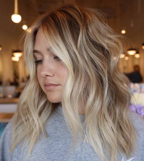 Delicious Bronde Midi Shag with Tousled Waves