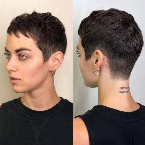 Womens Buzz Cut with a Choppy Fringe
