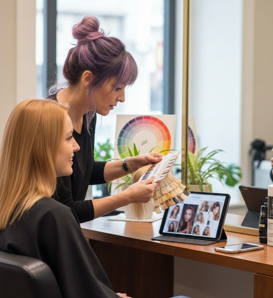 AI Hair Color Filter Showing Realistic Strawberry Blonde Transformation