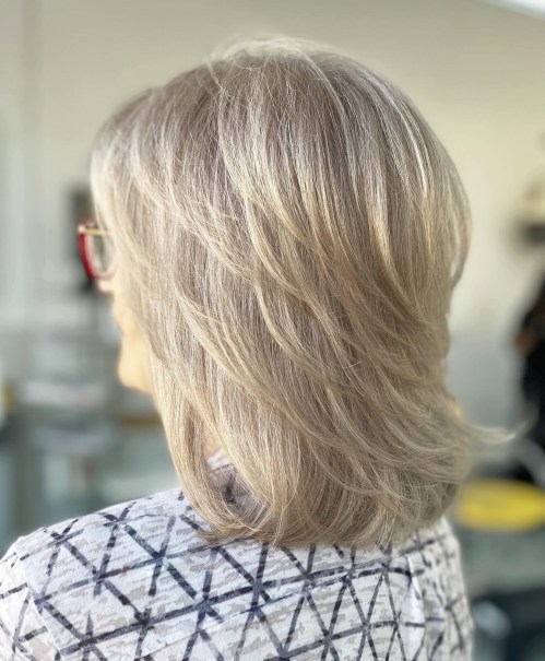 Over 60 Midi Feathered Gray Shag