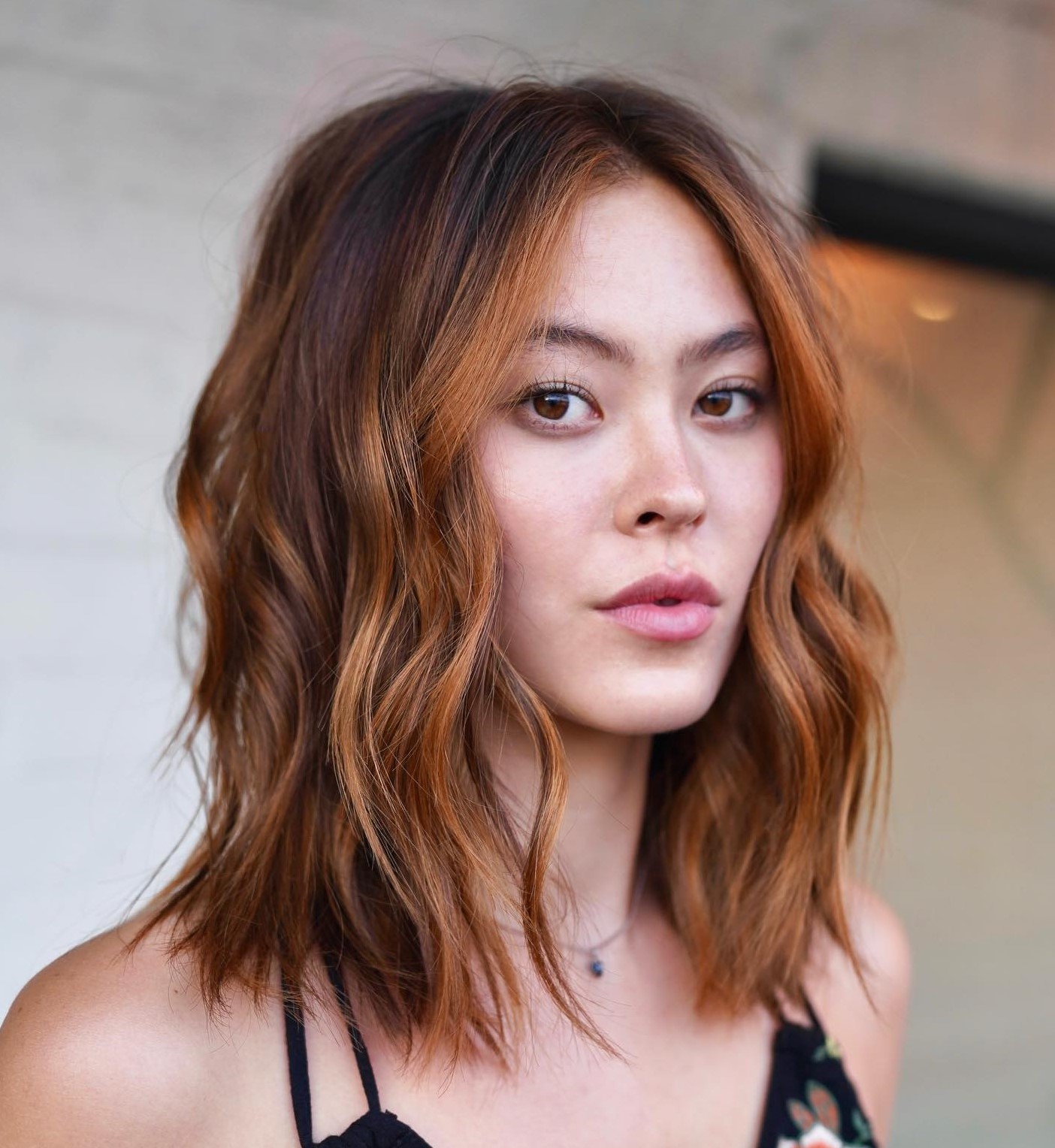 Wavy Lob Blunt Mid Length Cut for Thin Hair