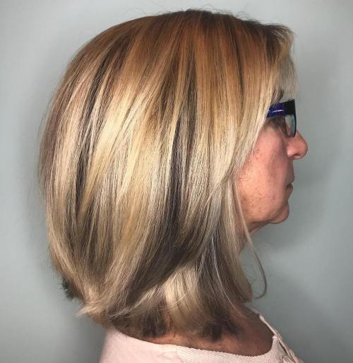 Medium Bob With Grey Lowlights